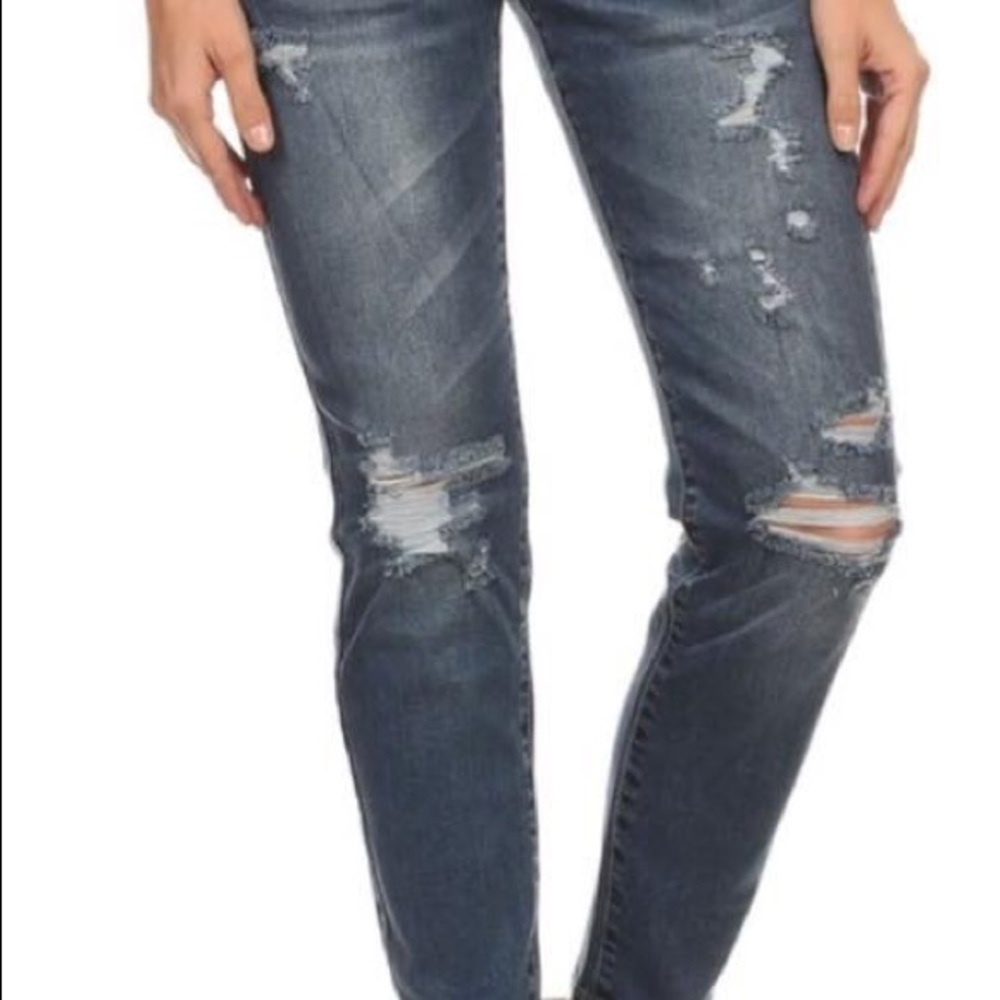 Dark Washed  Distressed American Blue Denim